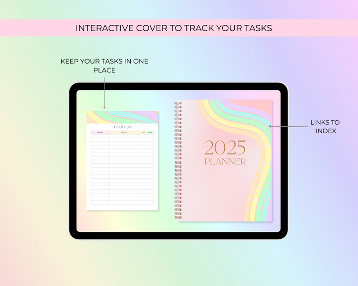2025 Simply Elegant Digital Planner in Rainbow