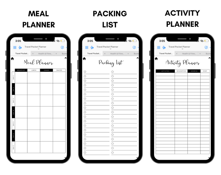 Digital Travel Phone Planner Black