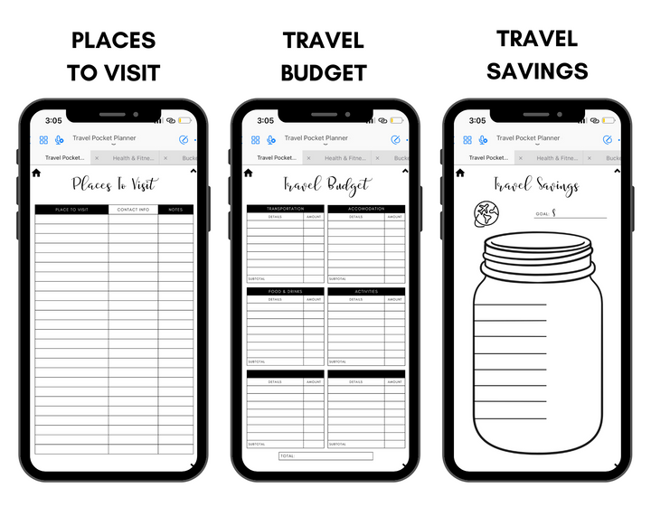 Digital Travel Phone Planner Black