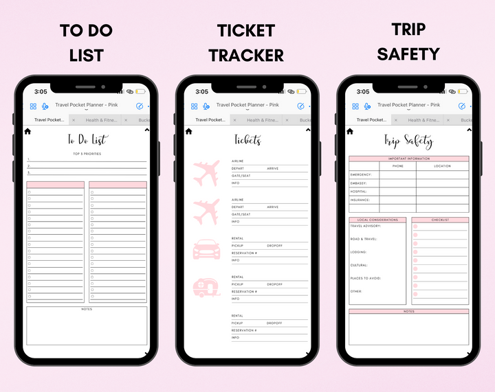 Digital Travel Phone Planner Bundle