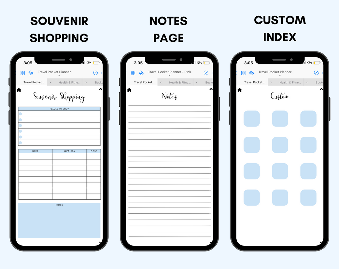 Digital Travel Phone Planner Blue