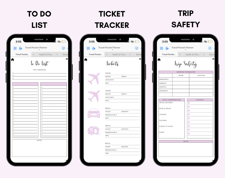 Digital Travel Phone Planner Purple