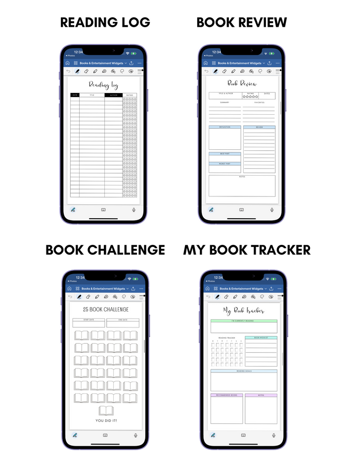 Digital Phone Planner Books & Entertainment Widgets
