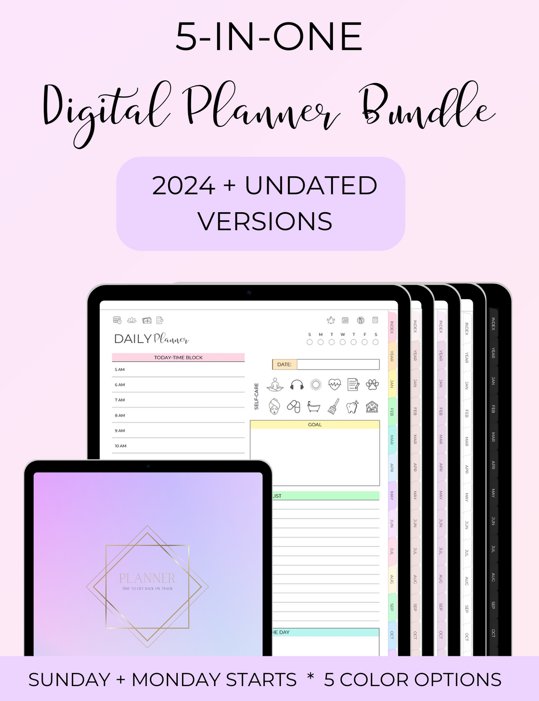 5-in-One Digital Planner Bundle (2024 & Undated)