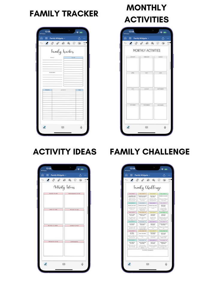 Digital Phone Planner Family Widgets
