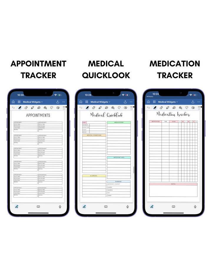 Digital Phone Planner Medical Widgets