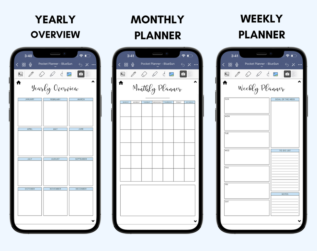 Digital Phone Planner Blue
