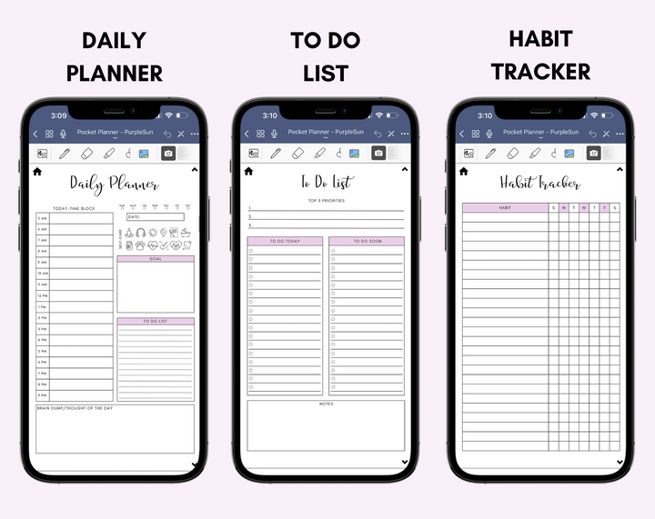 Digital Phone Planner Purple