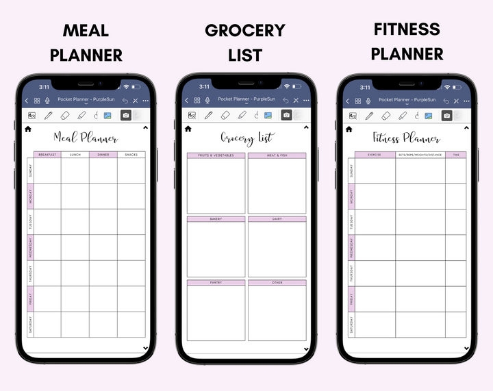 Digital Phone Planner Purple