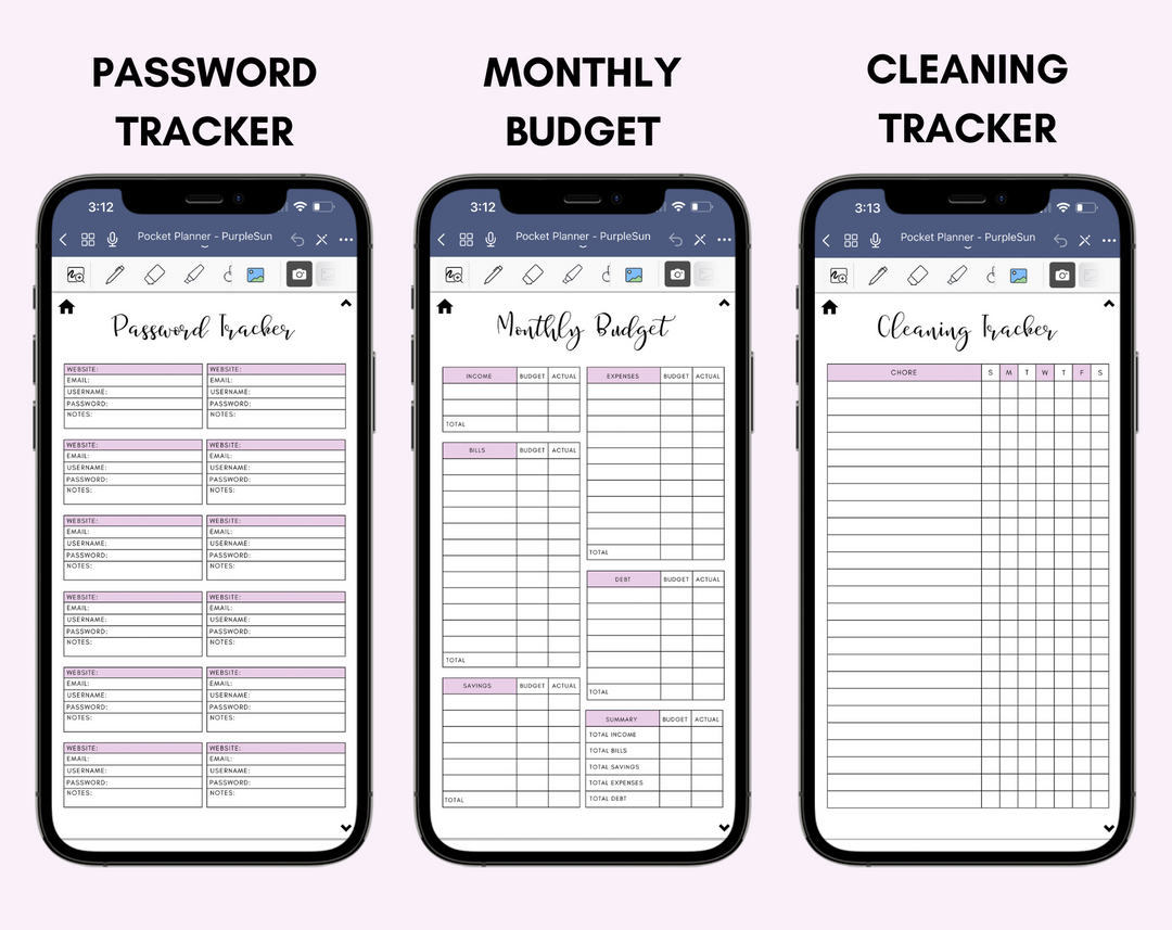 Digital Phone Planner Purple