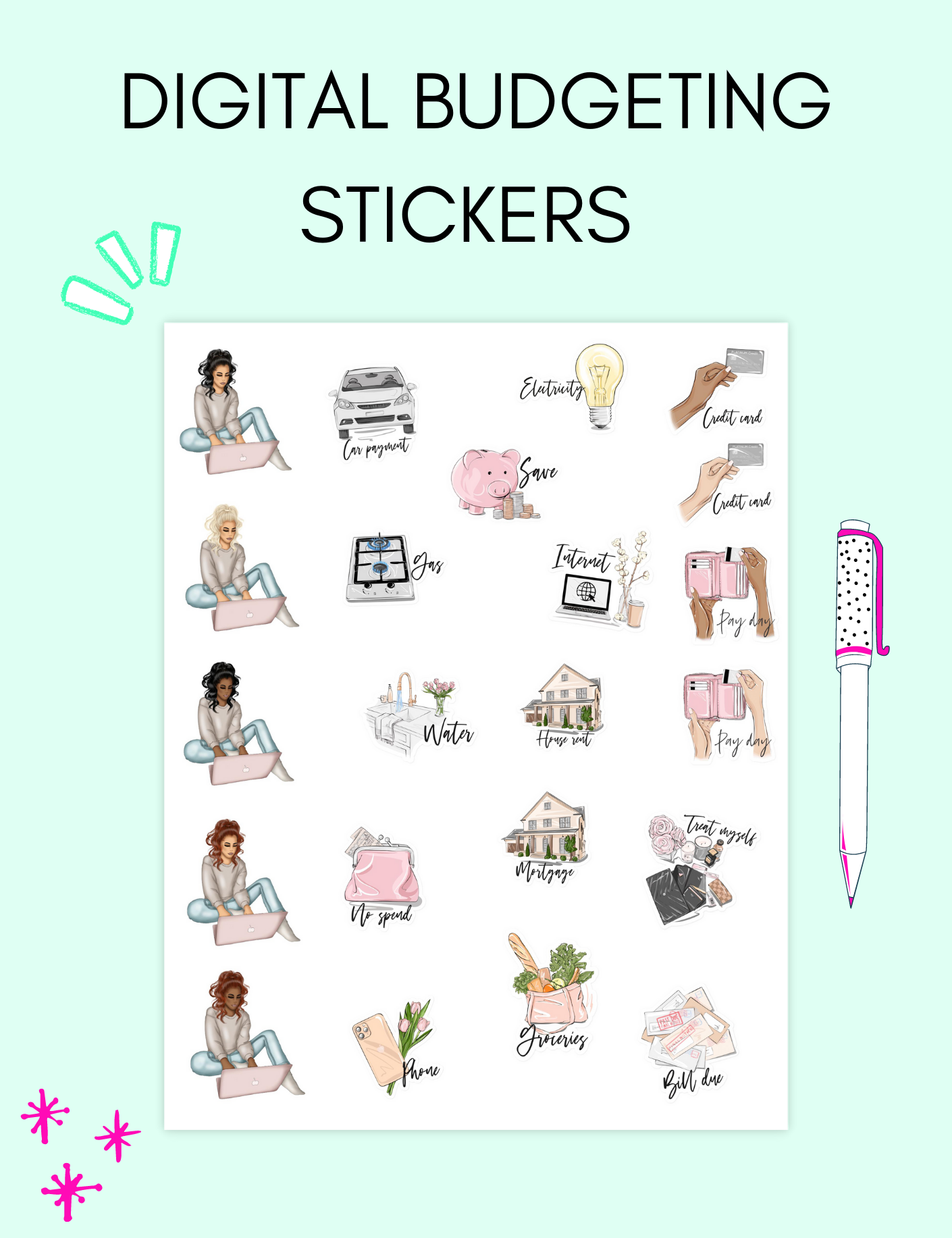 31 Sheets/1748 Planner Stickers, Calendar Stickers for Adults Planner Journal Stickers for Budget Financial Planner