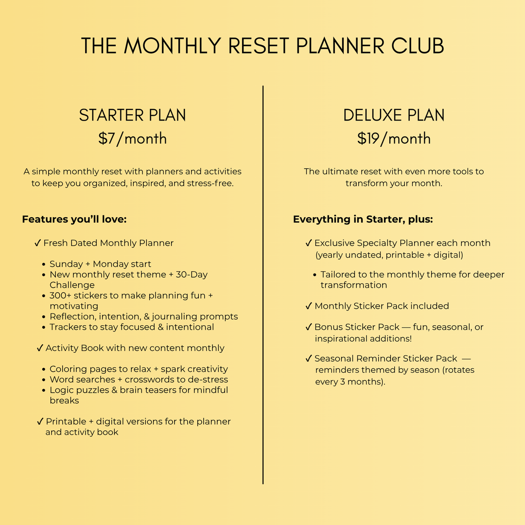 The Monthly Reset Planner Club