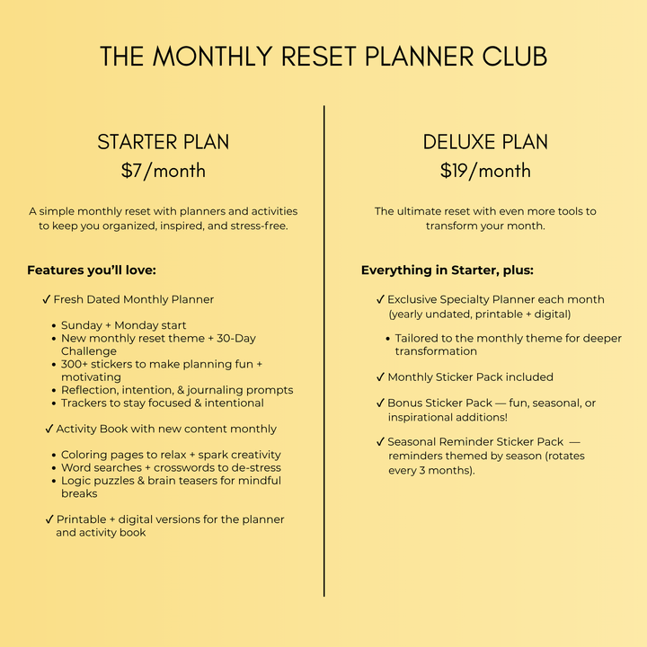 The Monthly Reset Planner Club
