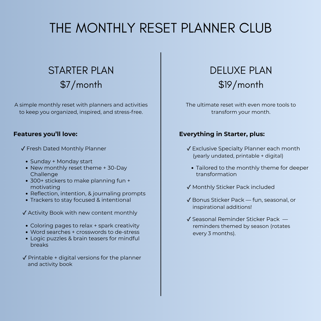 The Monthly Reset Planner Club
