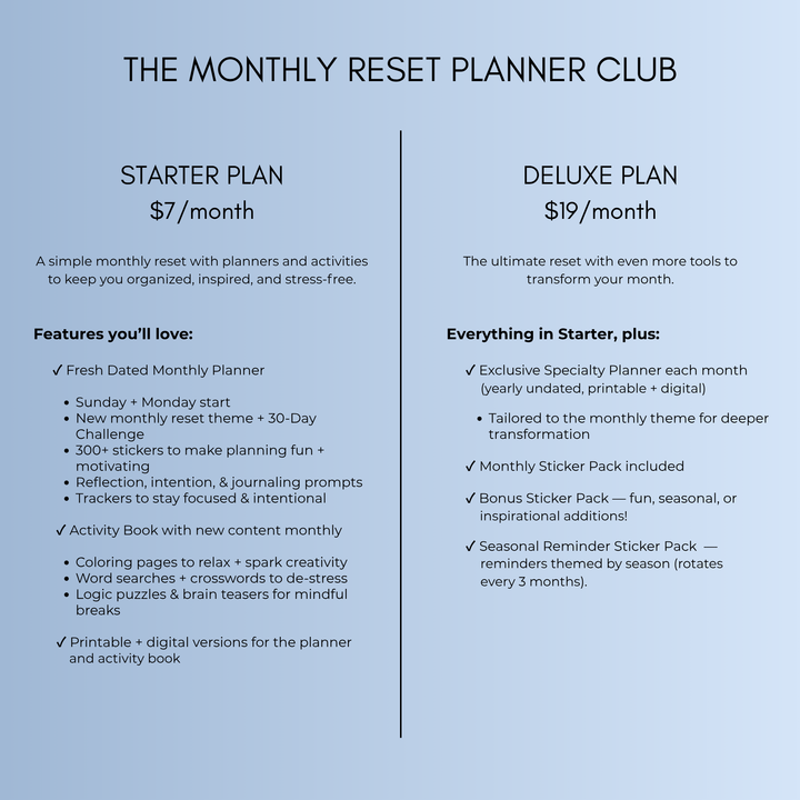 The Monthly Reset Planner Club