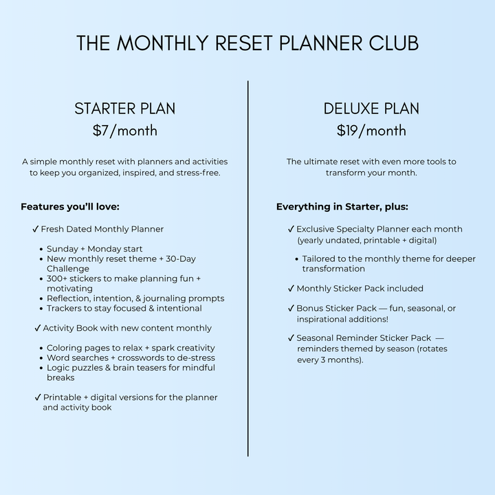 The Monthly Reset Planner Club