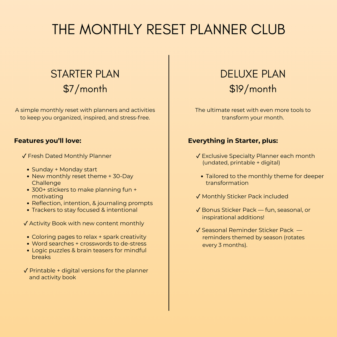 The Monthly Reset Planner Club