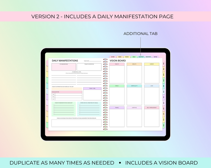 2025 Simply Elegant Digital Planner in Rainbow