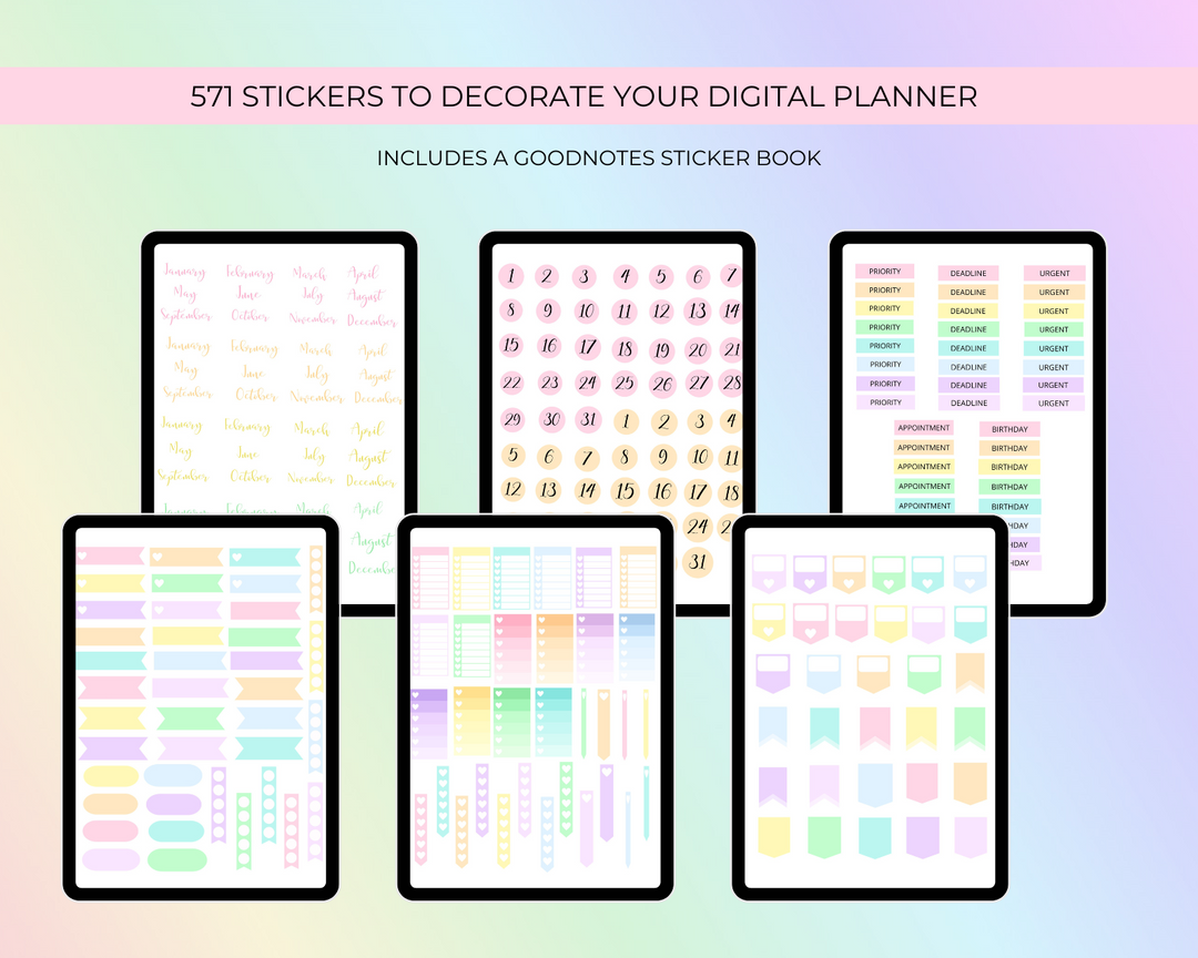 2025 Simply Elegant Digital Planner in Rainbow