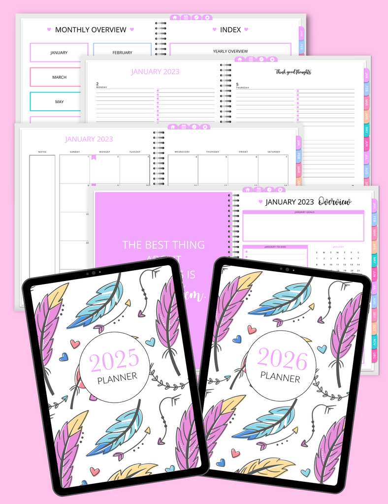 Hardcover 2025-2026 Academic Year Planner - 5.5x8 Inch Daily Weekly Monthly Agenda With Bookmark & Stickers (Pink Purple Marble)