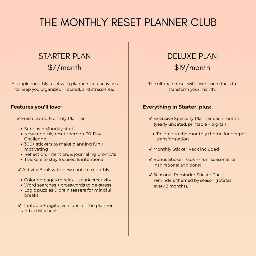 The Monthly Reset Planner Club