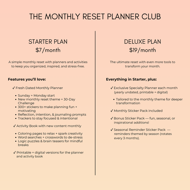 The Monthly Reset Planner Club