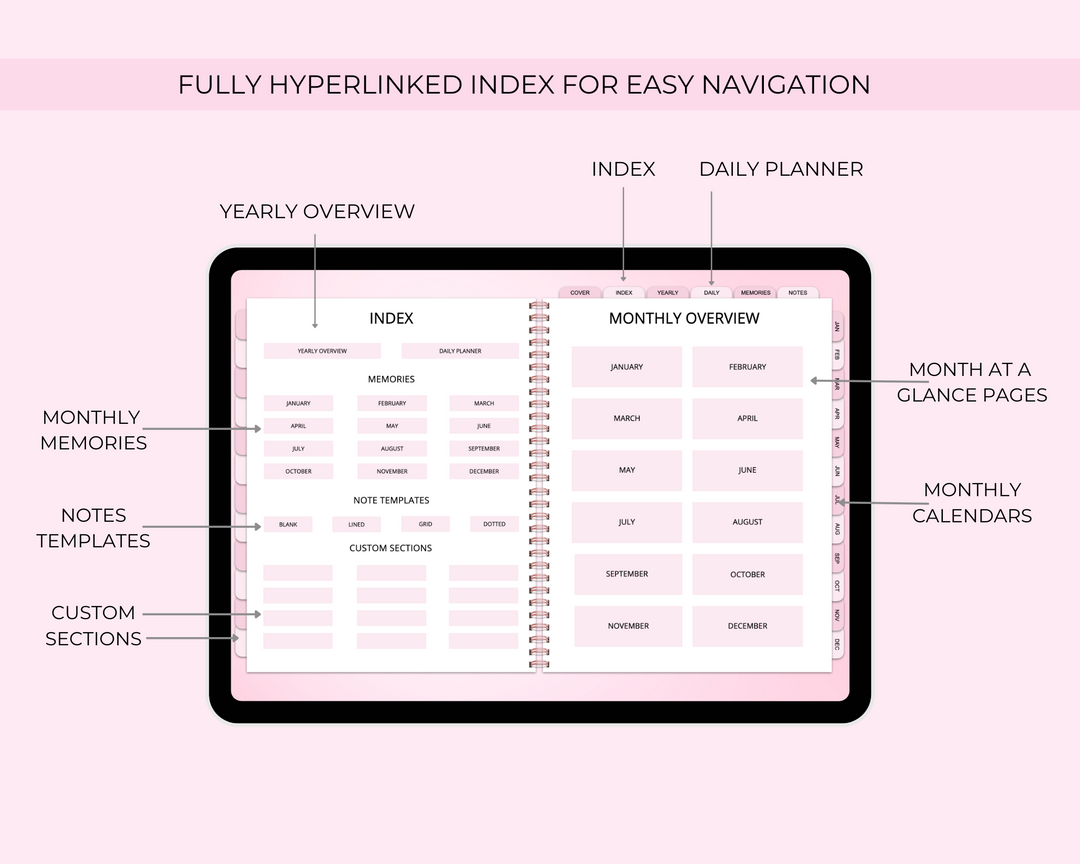 2025 Simply Elegant Digital Planner in Pink