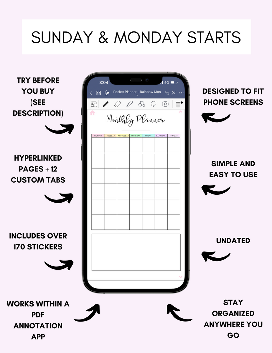Digital Phone Planner Rainbow Jessica Autumn