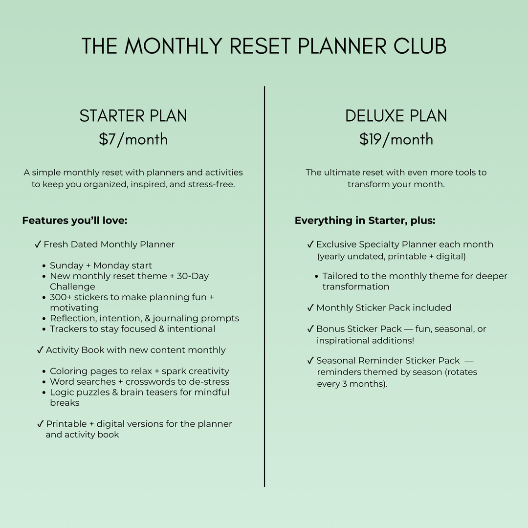 The Monthly Reset Planner Club