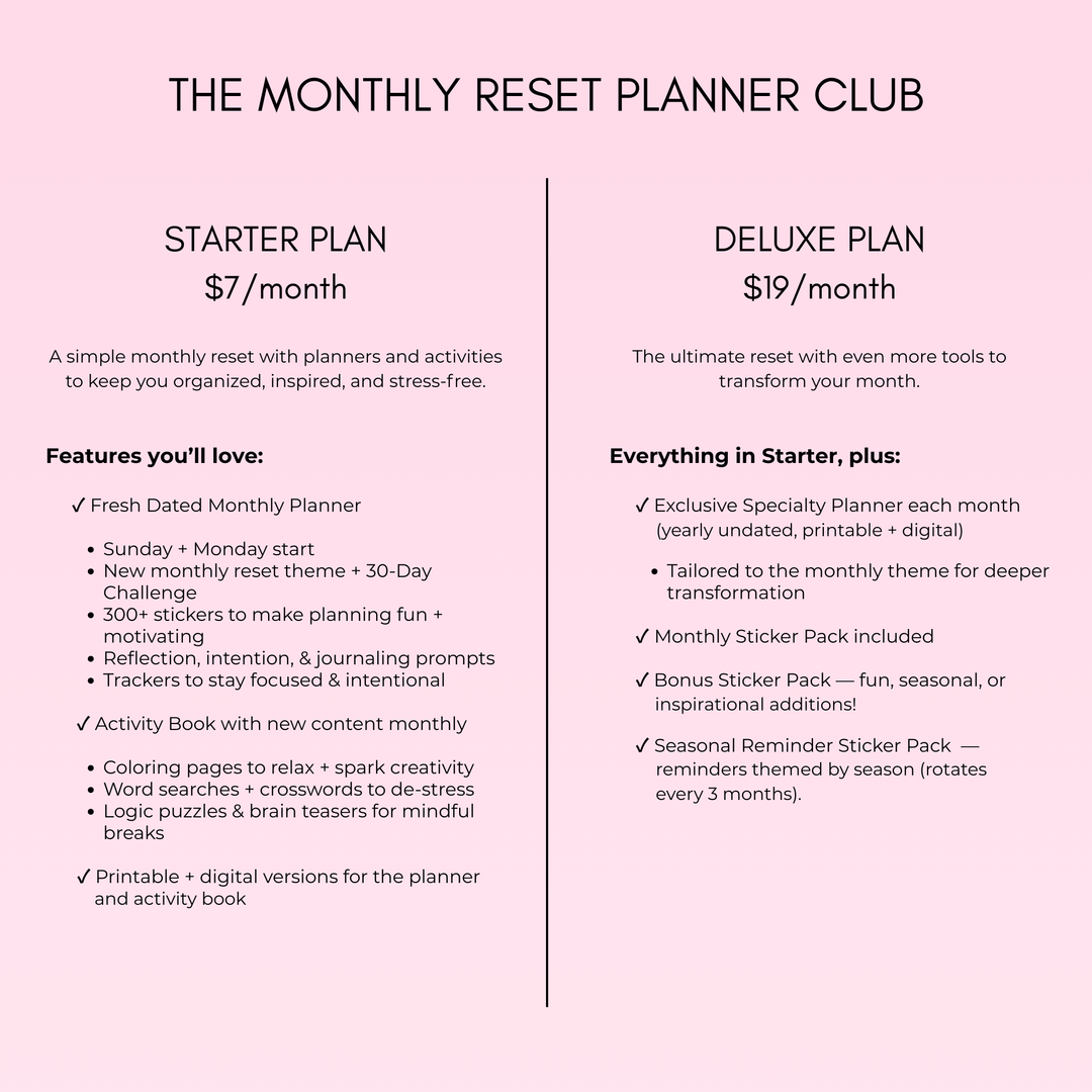 The Monthly Reset Planner Club
