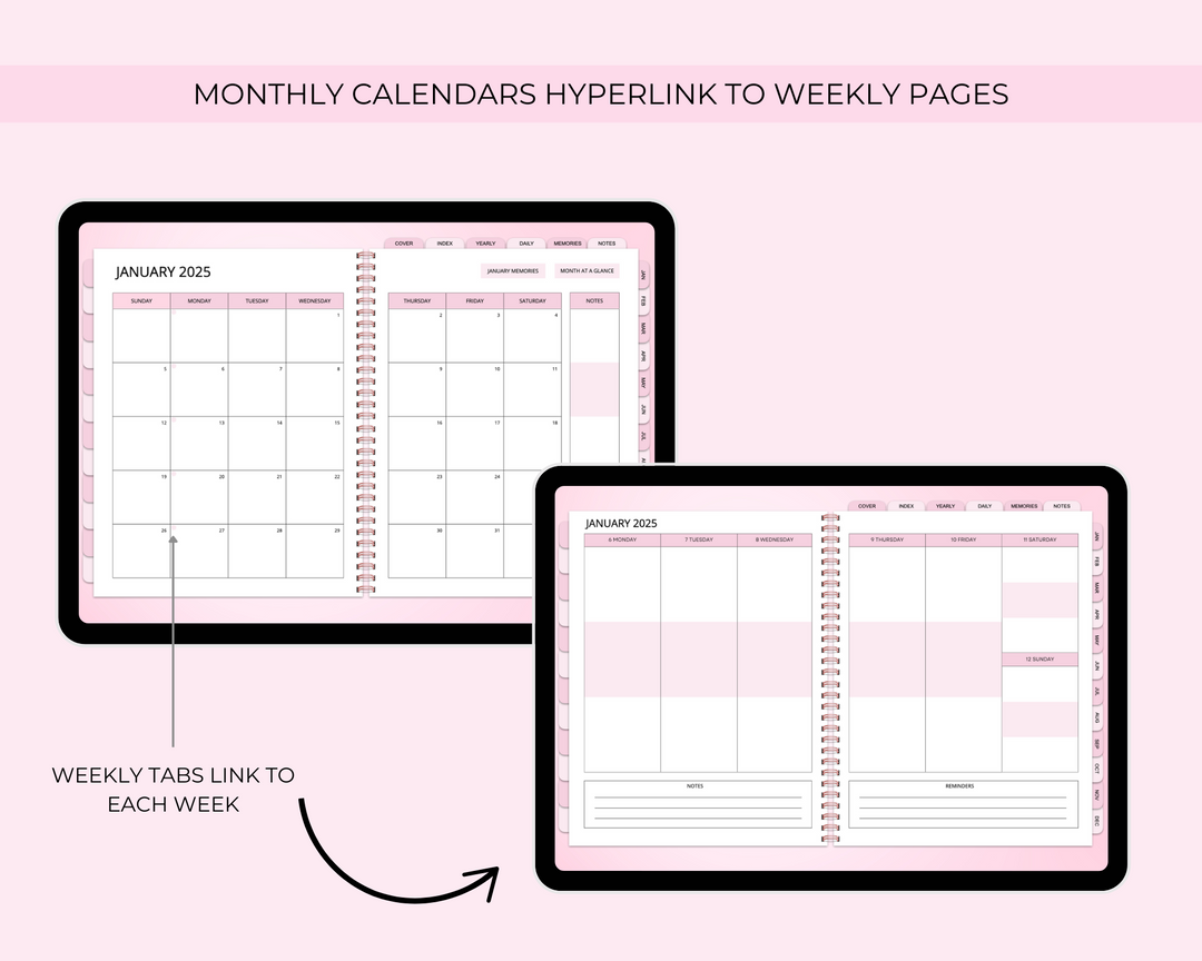 2025 Simply Elegant Digital Planner in Pink