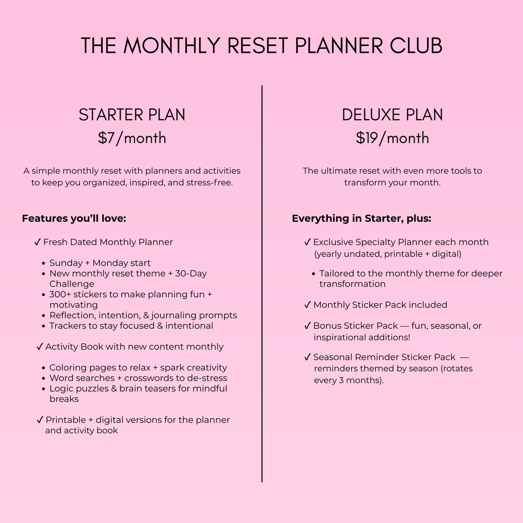 The Monthly Reset Planner Club