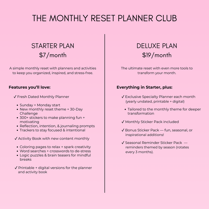 The Monthly Reset Planner Club