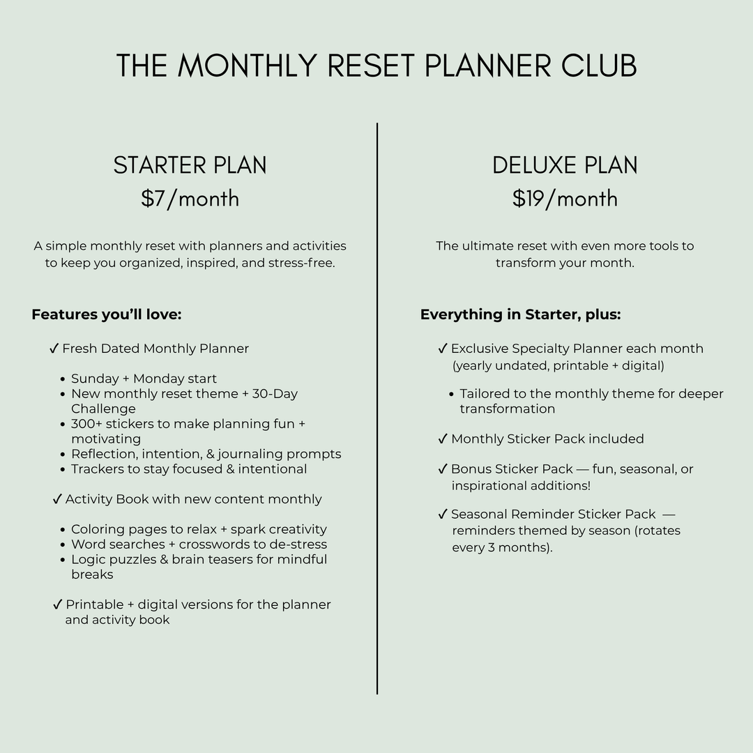 The Monthly Reset Planner Club