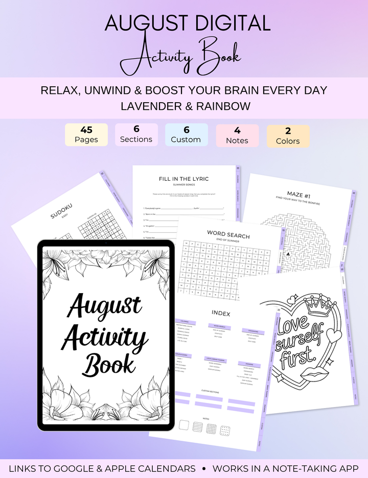 August Activity Book Bundle (Digital + Printable)