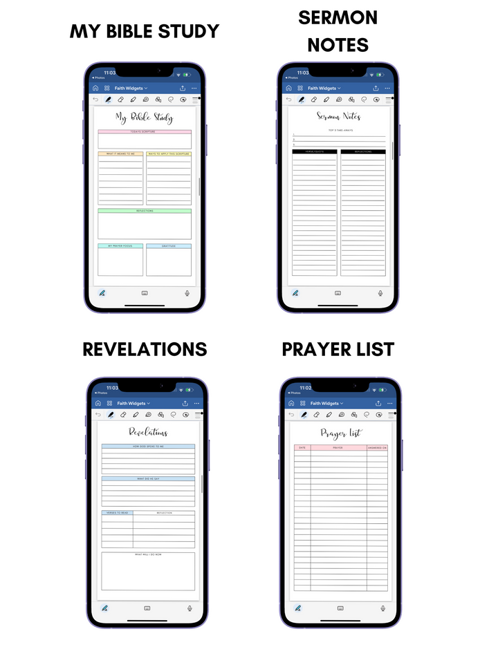 Digital Phone Planner Faith Widgets