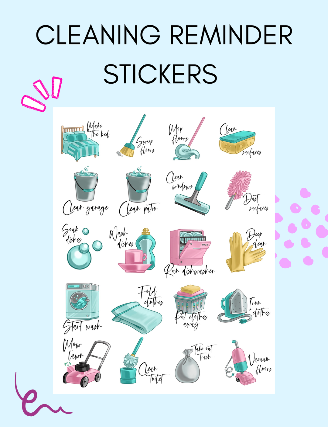 Cleaning Reminder Stickers