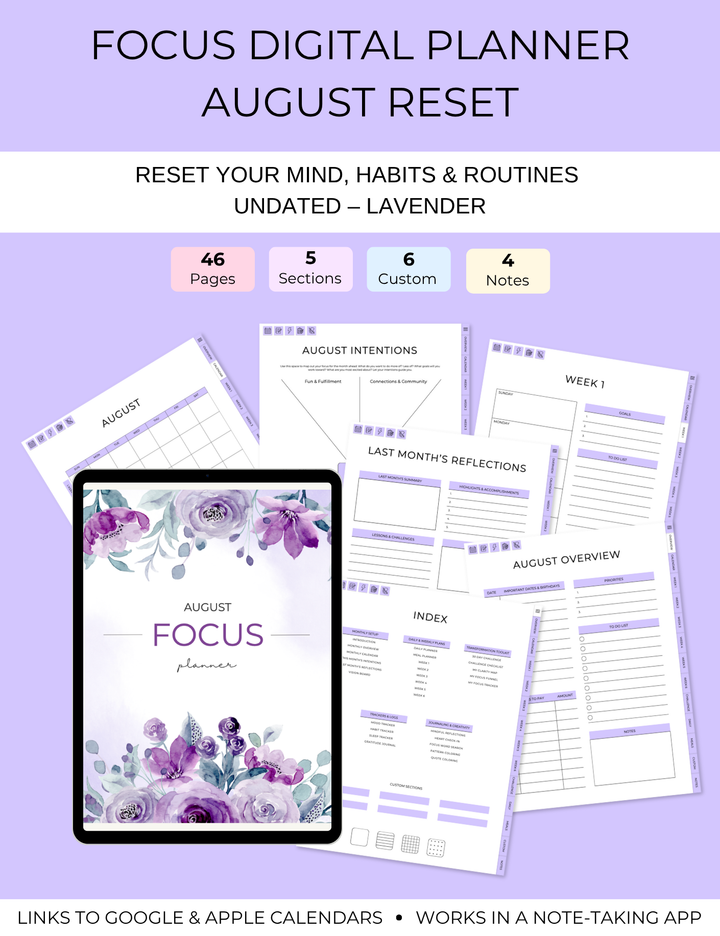 Focus Digital Planner: August Reset
