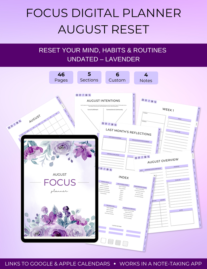 Focus Planner Bundle: August Reset