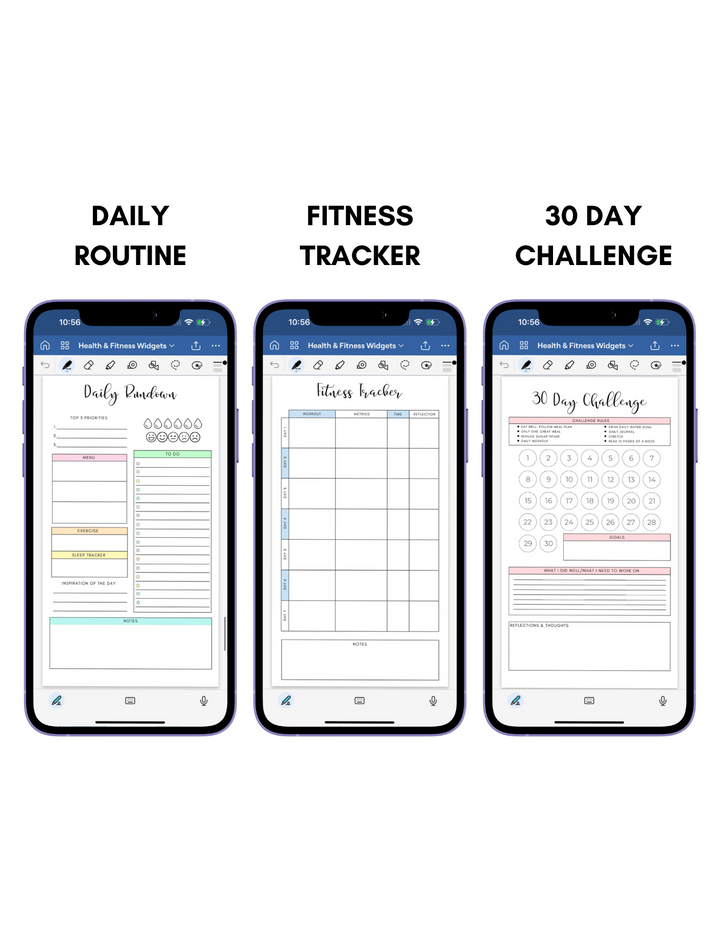 Digital Phone Planner Health & Fitness Widgets