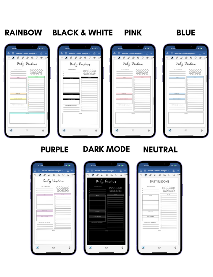 Digital Phone Planner Health & Fitness Widgets