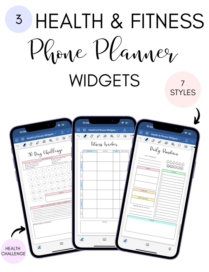 Digital Phone Planner Health & Fitness Widgets