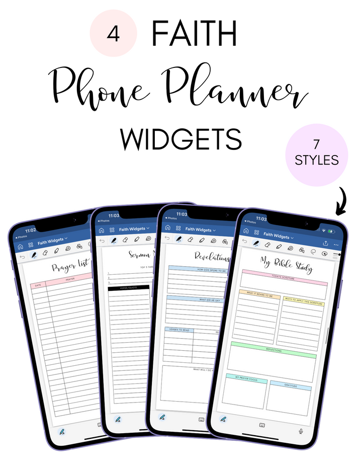 Digital Phone Planner Faith Widgets