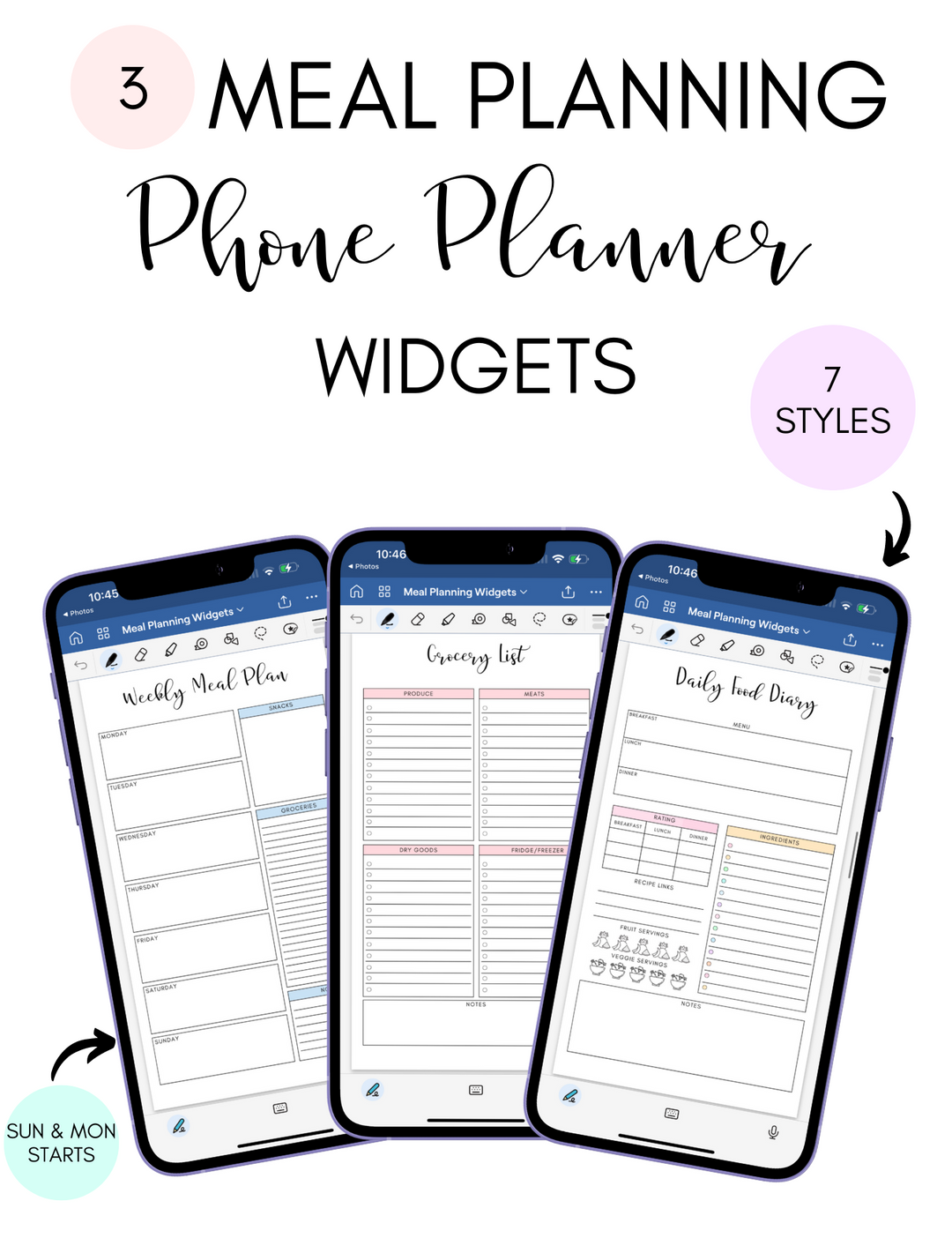 10 Phone Planner Widget Packs