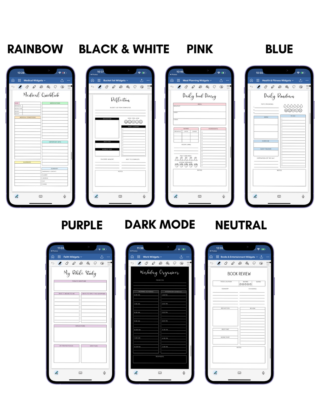 10 Phone Planner Widget Packs