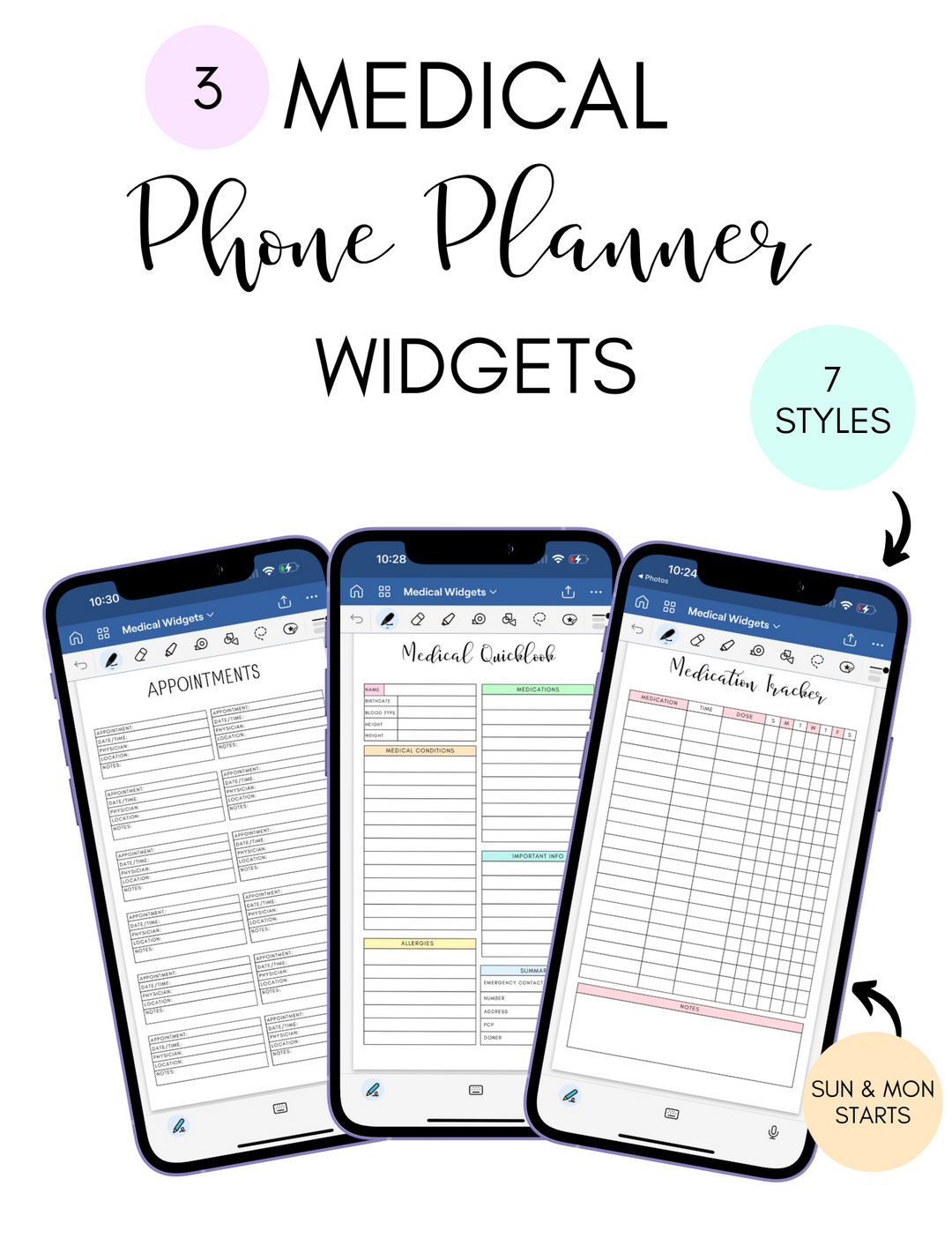 10 Phone Planner Widget Packs