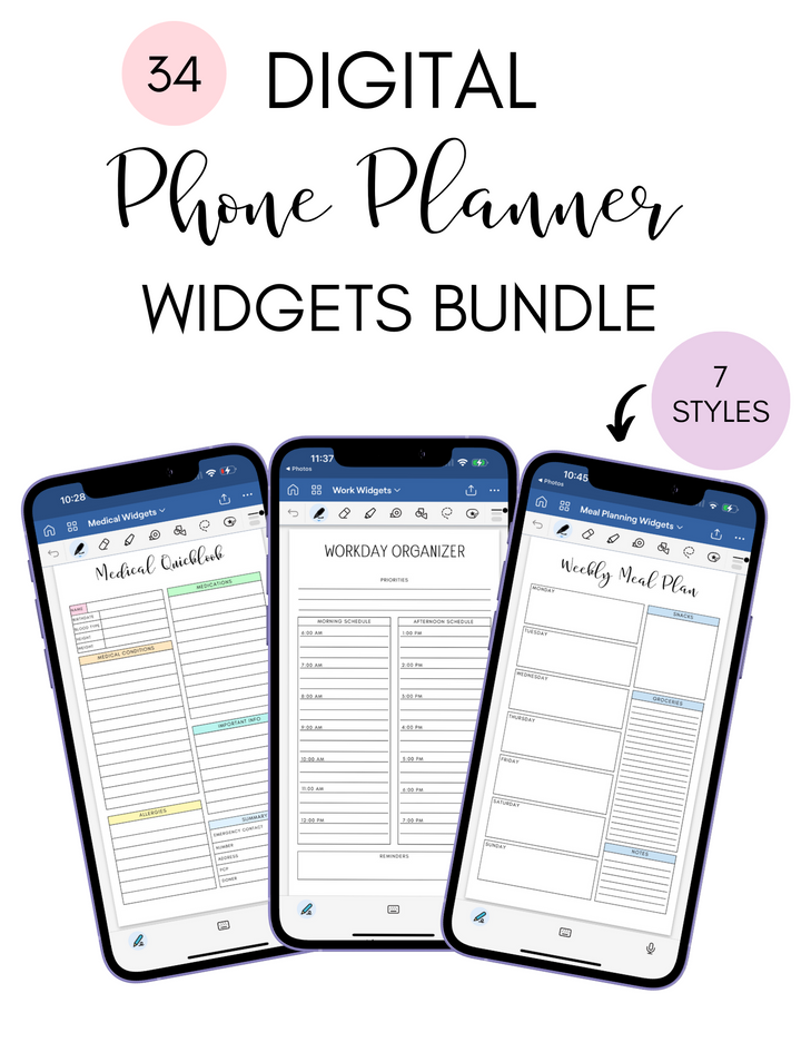 10 Phone Planner Widget Packs