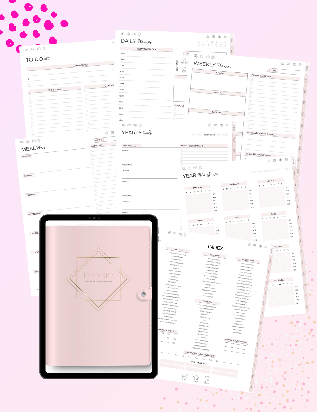 5-in-One Digital Planner Pink (2025 & Undated)