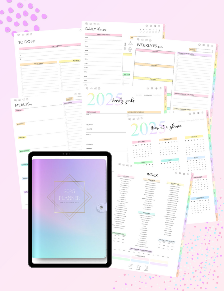 5-in-One Digital Planner Rainbow (2025 & Undated)