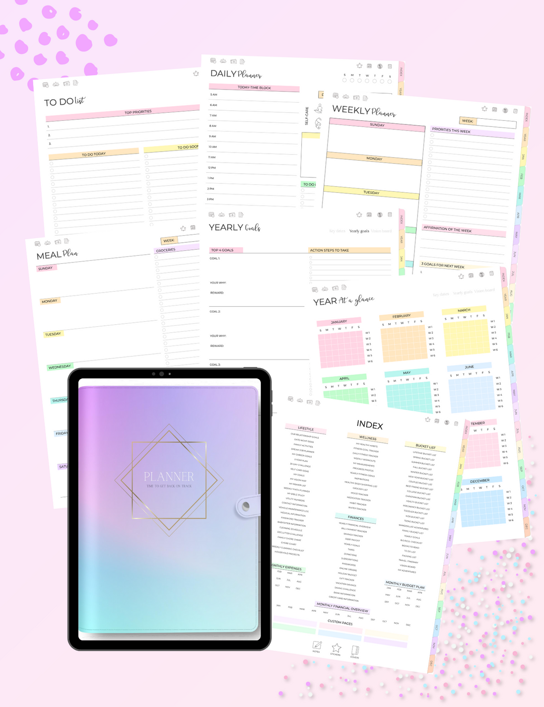 5-in-One Digital Planner Rainbow (2025 & Undated)